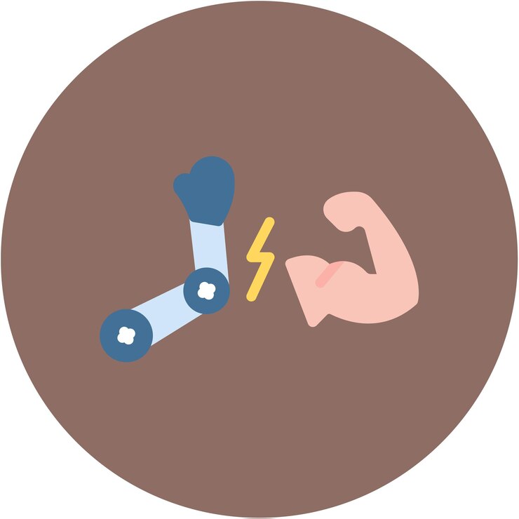 Vector imagen vectorial de icono de robot contra mano humana se puede usar para robótica