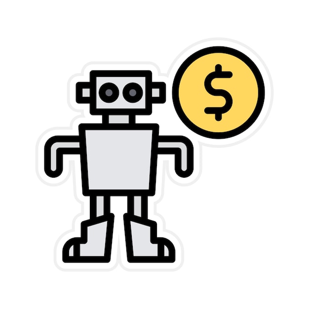 Imagen vectorial del icono del robot de costo Se puede utilizar para la robótica