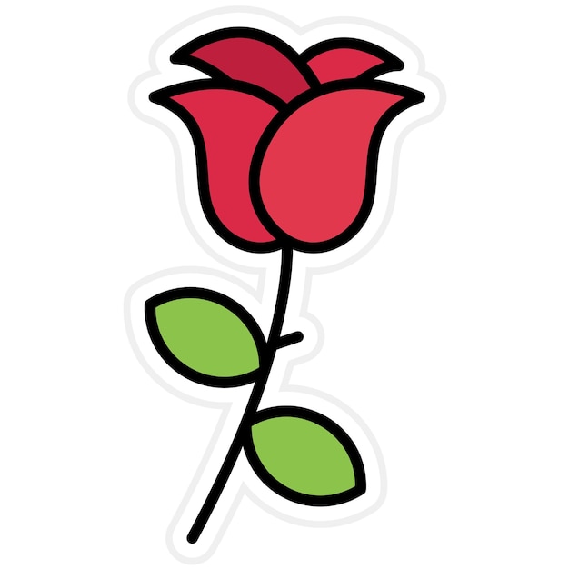 La imagen vectorial del icono de la rosa se puede utilizar para las flores