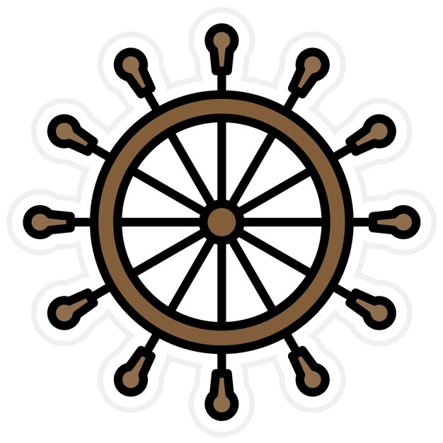 Imagen vectorial del icono de la rueda náutica Se puede utilizar para el mapa y la navegación