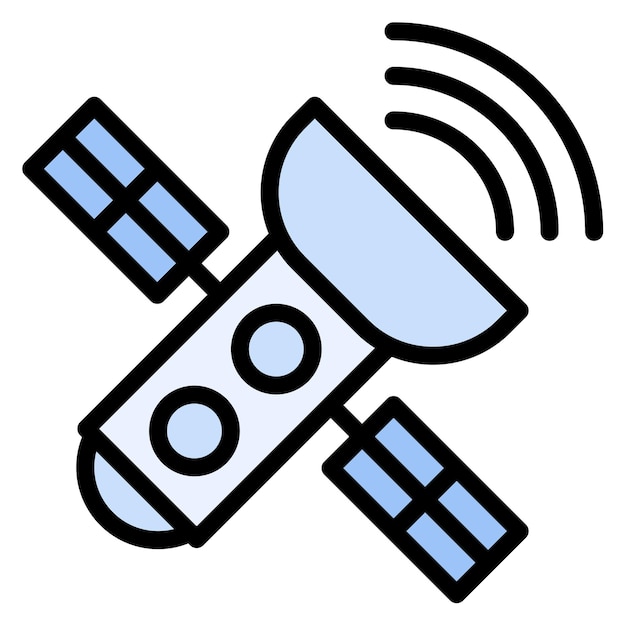 La imagen vectorial del icono del satélite se puede utilizar para disparar