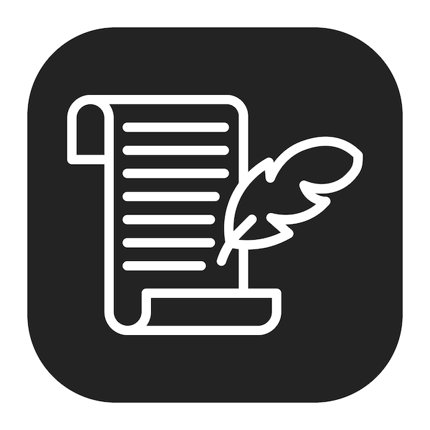 Imagen vectorial del icono de Scroll y Quill Se puede usar para el Día de la Libertad de Prensa