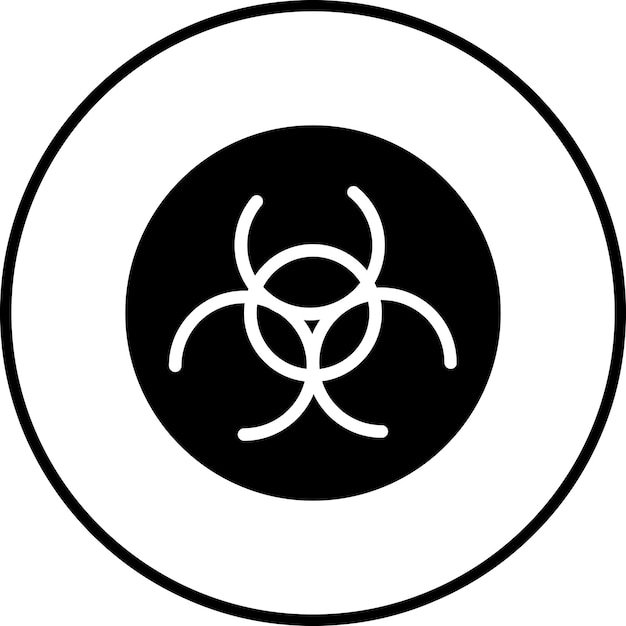Imagen vectorial del icono del símbolo de peligro biológico Puede utilizarse para enfermedades infecciosas