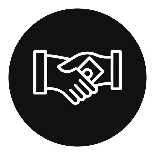 La imagen vectorial del icono de soborno de apretón de mano se puede usar para la corrupción