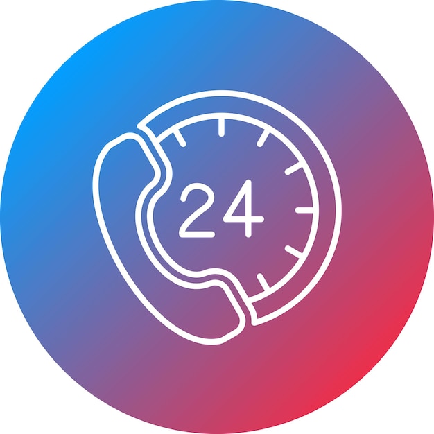 Imagen vectorial de icono de soporte 24H Se puede utilizar para Comunicación y Medios