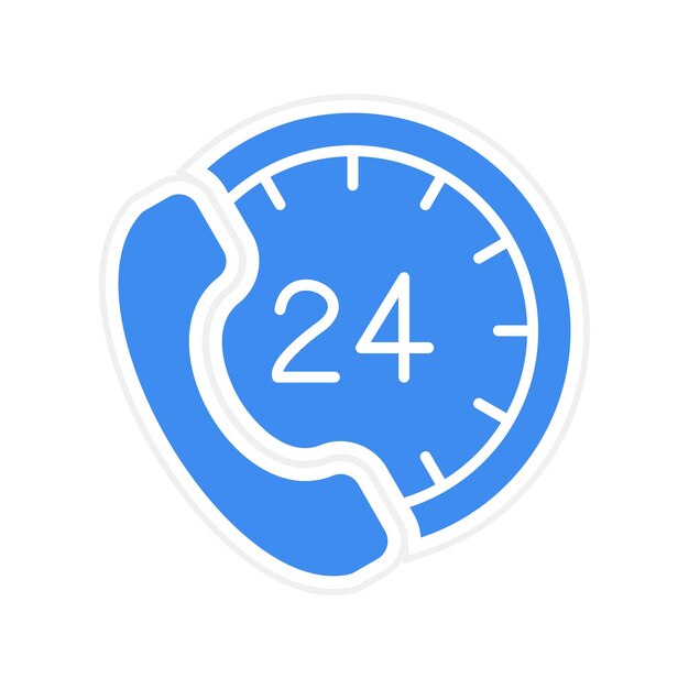 Imagen vectorial de icono de soporte 24H Se puede utilizar para Comunicación y Medios