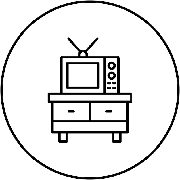 Imagen vectorial del icono del soporte de la TV Se puede utilizar para artículos para el hogar