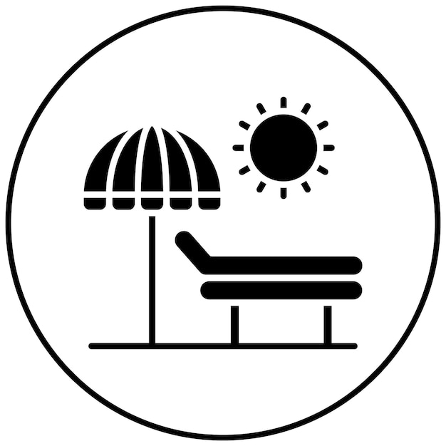 Imagen vectorial del icono de Sun Lounger Se puede usar para Coastline