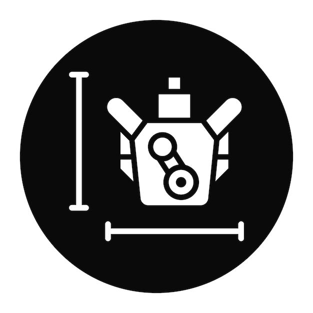 Imagen vectorial del icono del tamaño del motor Se puede utilizar para concesionarios de automóviles