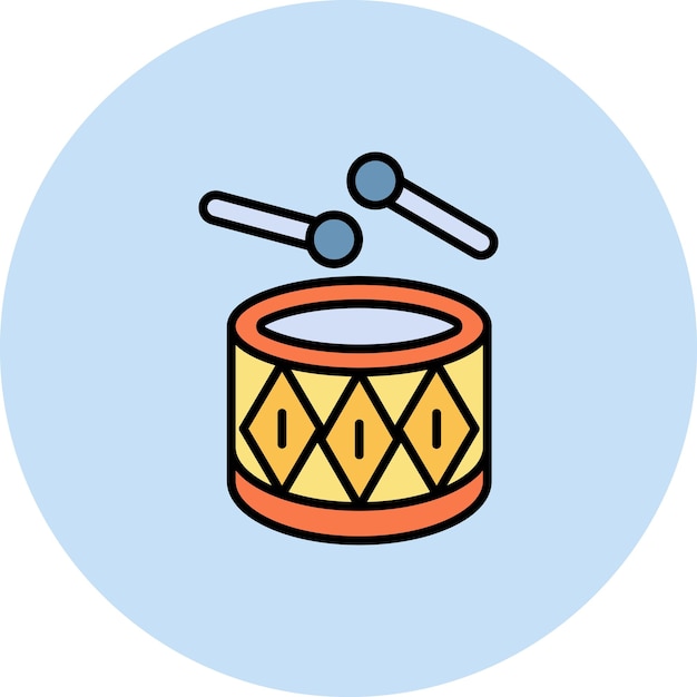 Imagen vectorial del icono del tambor Se puede usar para entretenimiento