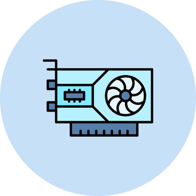 Imagen vectorial del icono de la tarjeta gráfica Se puede utilizar para computadora y hardware