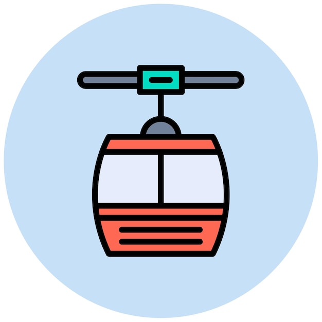 Imagen vectorial del icono del teleférico Se puede usar para la estación de esquí
