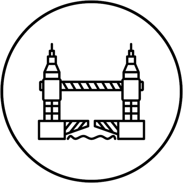 Imagen vectorial del icono de la torre del puente Se puede usar para Landmarks