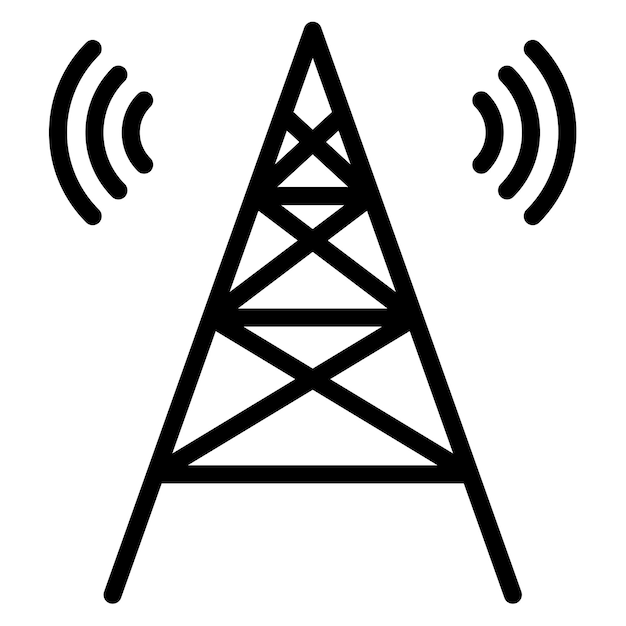 Imagen vectorial del icono de la torre del satélite Se puede utilizar para disparar