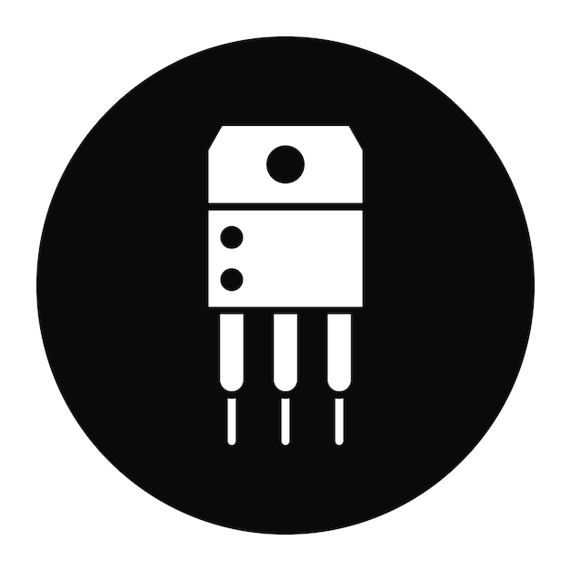 Imagen vectorial del icono del transistor Se puede utilizar para circuitos eléctricos