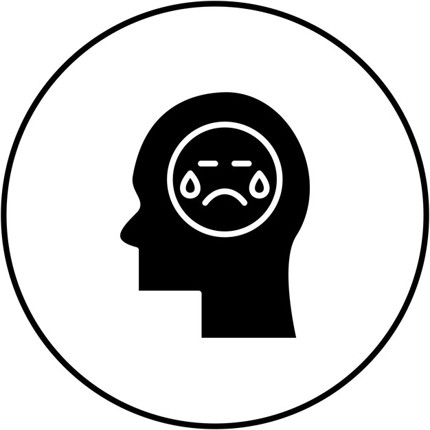 Imagen vectorial del icono de la tristeza Se puede usar para la salud mental
