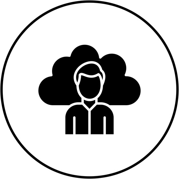 La imagen vectorial del icono del usuario de la nube se puede utilizar para la computación en la nube
