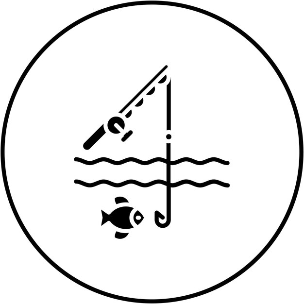 Imagen vectorial del icono de las vacaciones de pesca Se puede utilizar para la pesca