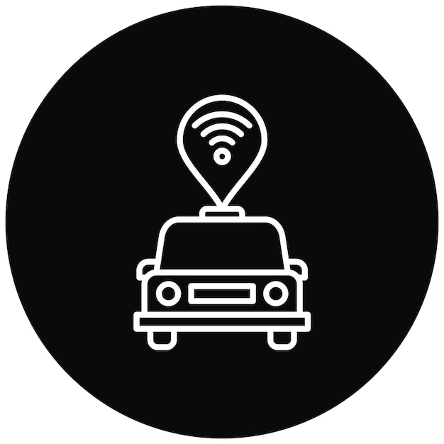 Imagen vectorial del icono del vehículo conectado Se puede utilizar para el mapa y la navegación