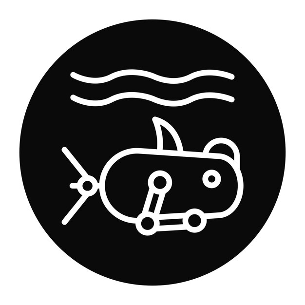 Imagen vectorial de icono de vehículo submarino autónomo Puede usarse para robótica
