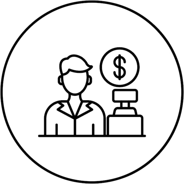 Imagen vectorial del icono del vendedor Hombre Se puede utilizar para la Casa de Subastas