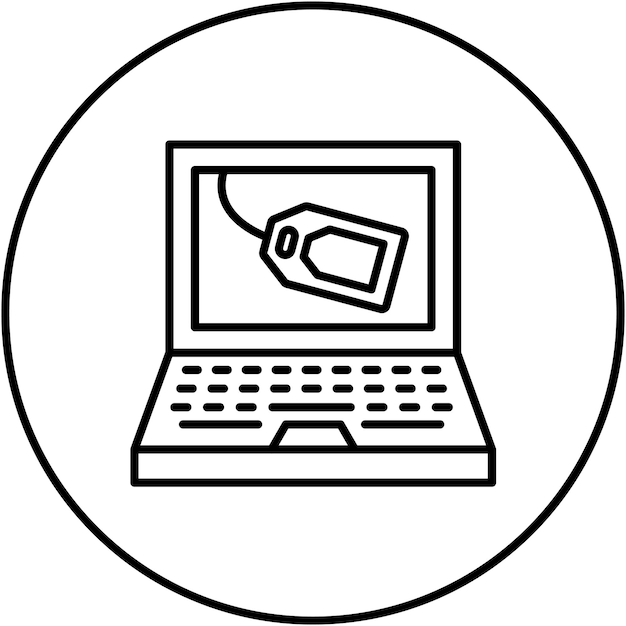 La imagen vectorial del icono de venta de la computadora portátil se puede utilizar para las compras del viernes