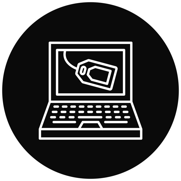 La imagen vectorial del icono de venta de la computadora portátil se puede utilizar para las compras del viernes