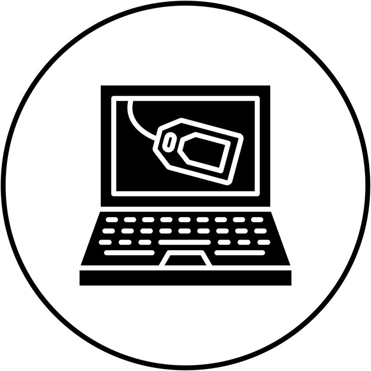 Vector la imagen vectorial del icono de venta de la computadora portátil se puede utilizar para las compras del viernes