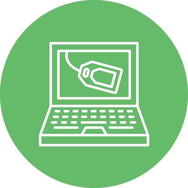 La imagen vectorial del icono de venta de la computadora portátil se puede utilizar para las compras del viernes