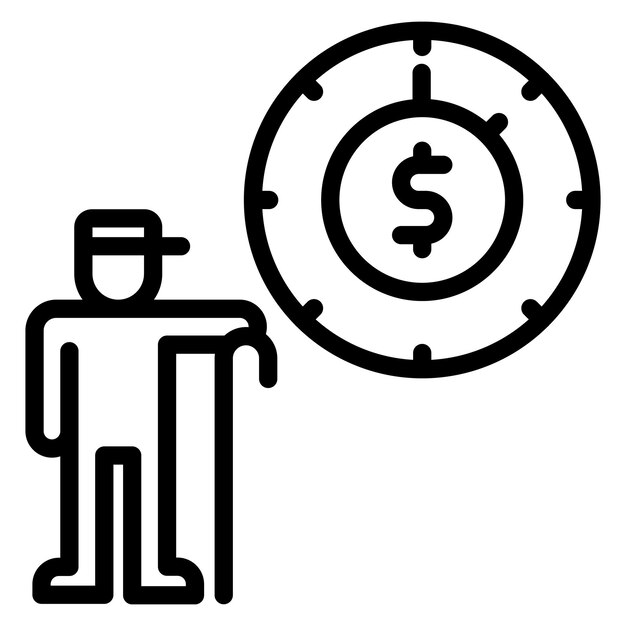 Imagen vectorial del ícono del viaje de jubilación Se puede utilizar para la jubilación