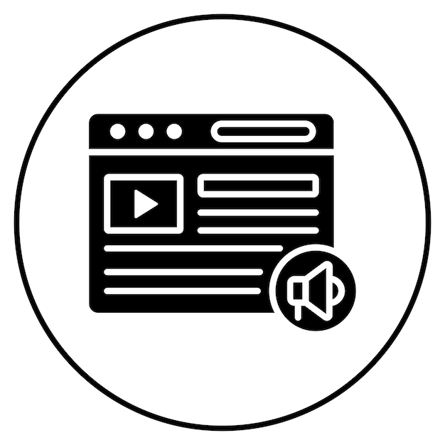 Imagen vectorial de icono de video marketing Se puede utilizar para el servicio de marketing en Internet