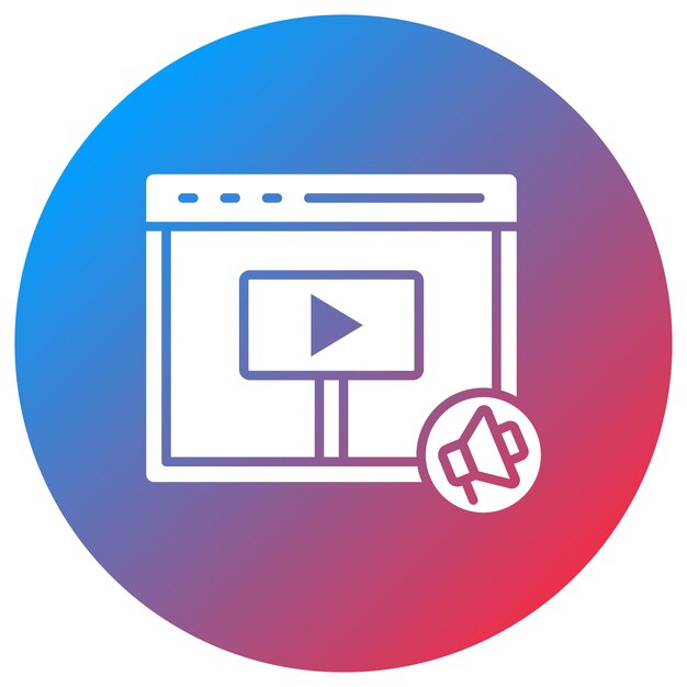 Imagen vectorial de icono de video de marketing Se puede utilizar para la tecnología de marketing