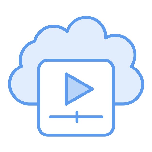 Imagen vectorial de icono de vídeo en la nube Se puede utilizar para la creación de redes y el intercambio de datos
