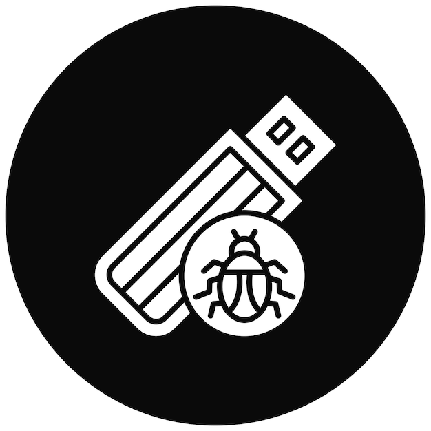 Imagen vectorial del icono del virus de Pendrive Se puede utilizar para la seguridad cibernética