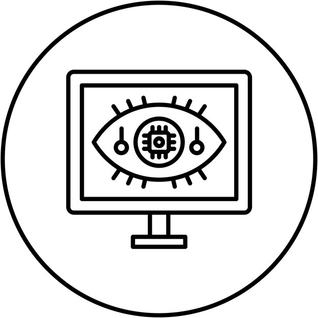 Imagen vectorial de icono de visión por computadora Puede utilizarse para la Inteligencia Artificial