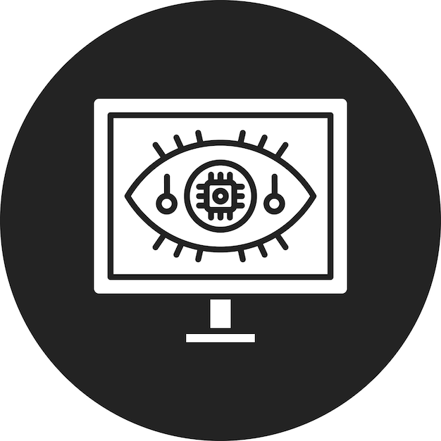 Imagen vectorial de icono de visión por computadora Puede utilizarse para la Inteligencia Artificial