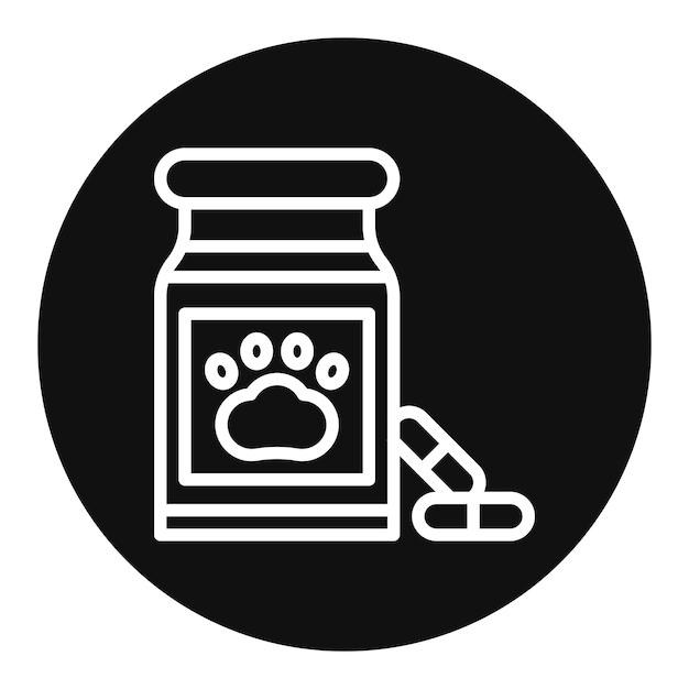 Vector imagen vectorial del icono de las vitaminas de mascotas puede utilizarse para veterinaria
