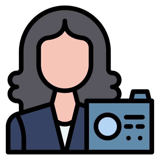 Imagen vectorial de icono de Vlogger femenino Se puede usar para Video Blog