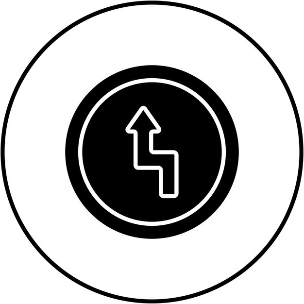 Imagen vectorial del icono de Zig Zag Road Se puede utilizar para las señales de tráfico
