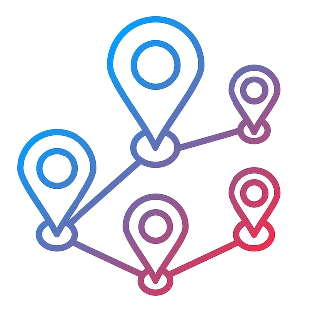Imagen vectorial de íconos de múltiples destinos Puede utilizarse para el mapa y la navegación