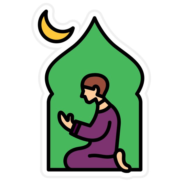 Imagen vectorial de íconos de oración musulmana Se puede usar para el Ramadán