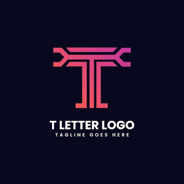 Imagen vectorial de idea de diseño de logotipo de letra t con gradientes rosados