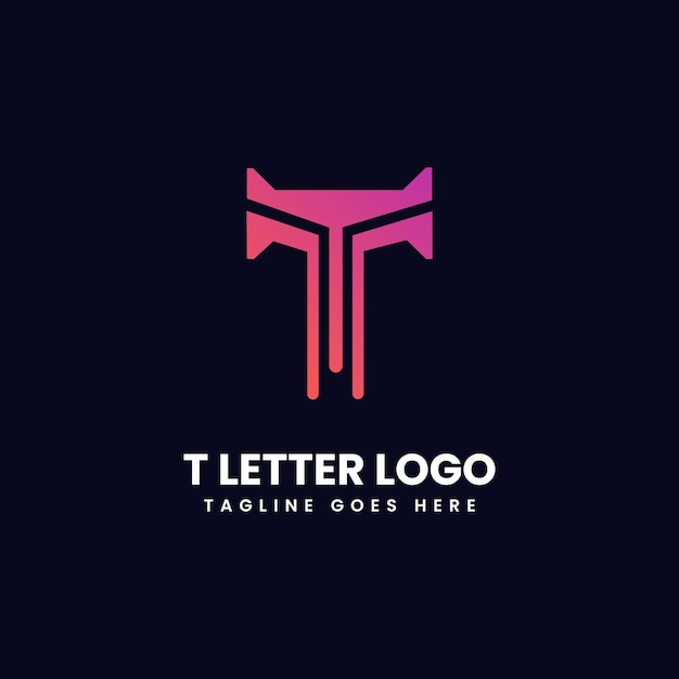 Imagen vectorial de idea de diseño de logotipo de letra t con gradientes rosados