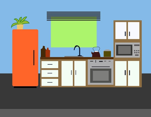 Vector imagen vectorial del interior de la cocina moderna