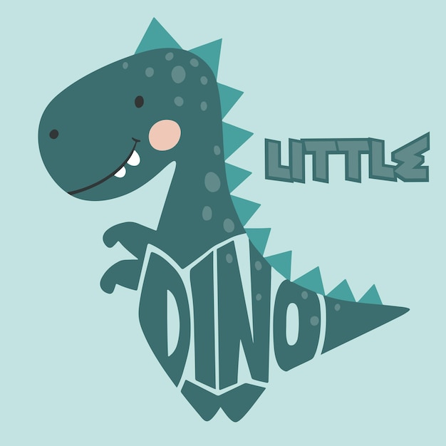 Imagen vectorial de letras de dinosaurios un pequeño dino lindo y gracioso