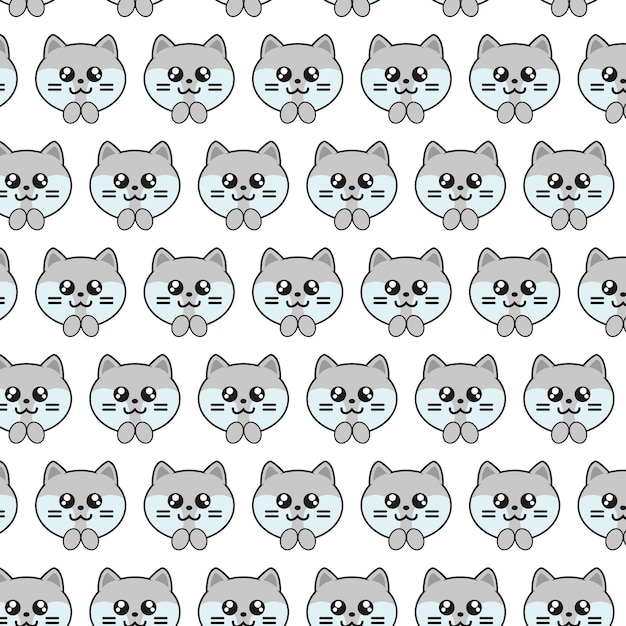 Imagen vectorial del lindo felino feliz con ojos negros