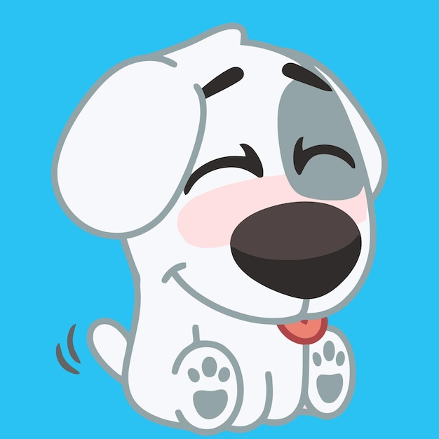 Imagen vectorial de lindo perro sonriendo sacando la lengua icono de dibujos animados ilustración