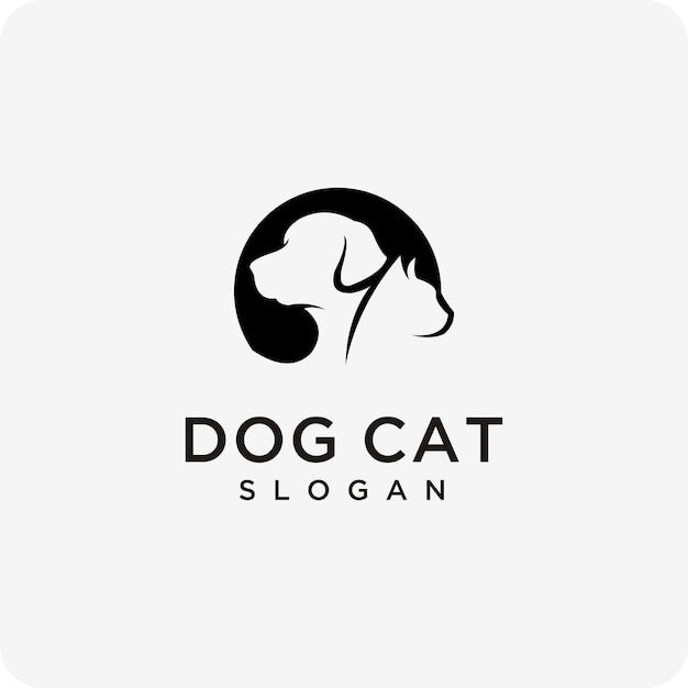 imagen vectorial de línea de icono de logotipo de perro y gato