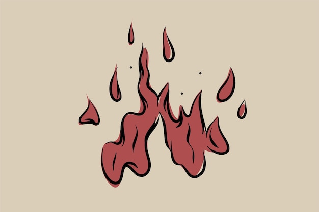 Imagen vectorial de llamas dibujada a mano para el embalaje de la parrilla de la chimenea, etc. Clipart 2D