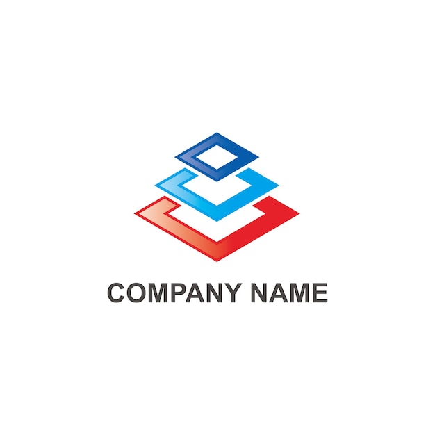Imagen vectorial del logotipo de la empresa abstracta de construcción de color cuadrado